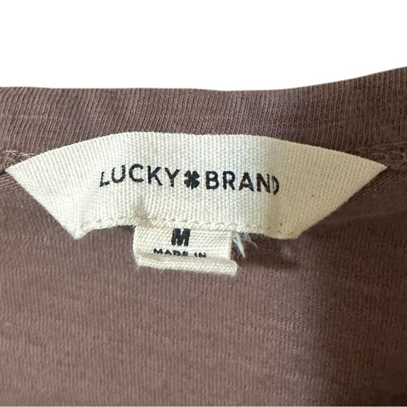 LUCKY BRAND brown 100% cotton loose fit boho tiered top size Medium - Picture 4 of 8